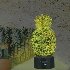 img 2 attached to 🍍 Pineapple Light - Rquite Ananas Night Light for Kids Room: 3D Optical Illusion Lamp, Touch Switch with 7 Color Changing Lighting. Perfect Holiday, Xmas, and Birthday Gifts for Baby Boys and Girls.