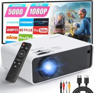 portable mini projector for outdoor movies, home theater - built-in speaker, hd1080p support - compatible with tv stick, ps4, hdmi, usb, tf, vga, aux, av logo