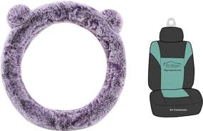 img 4 attached to FH Group Fluffy Koala Bear Steering Wheel Cover (Purple) With Gift - Universal Fit For Cars