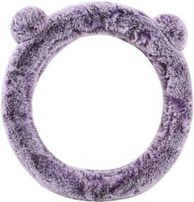 img 3 attached to FH Group Fluffy Koala Bear Steering Wheel Cover (Purple) With Gift - Universal Fit For Cars