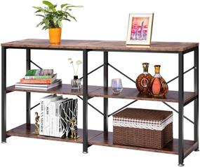img 4 attached to 🏠 VIVOHOME Narrow Console Table 55 Inch - Industrial Sofa Table with 3-Tier Storage Shelves - Metal Frame - Easy Assembly - Ideal for Entryway, Hallway, Living Room