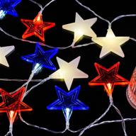 🎆 funpeny independence day string lights - festive 9.5ft 18 led american stars for july 4th - battery operated patriotic memorial day decor in red, white, and blue логотип