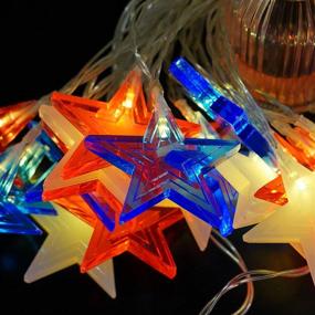 img 3 attached to 🎆 Funpeny Independence Day String Lights - Festive 9.5ft 18 LED American Stars for July 4th - Battery Operated Patriotic Memorial Day Decor in Red, White, and Blue