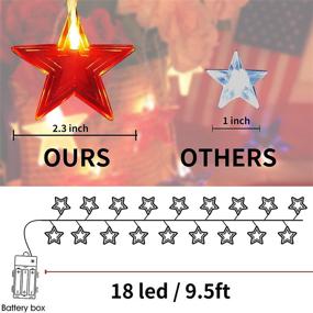 img 2 attached to 🎆 Funpeny Independence Day String Lights - Festive 9.5ft 18 LED American Stars for July 4th - Battery Operated Patriotic Memorial Day Decor in Red, White, and Blue