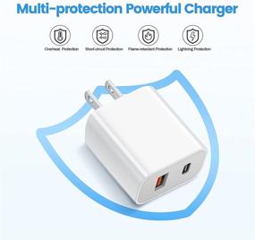 img 2 attached to 🔌 Двухпортовое устройство быстрой зарядки Apple MFi сертифицированное мощностью 20 Вт для iPhone 13 - Включает 2 штуки кабелей Lightning длиной 6 футов. Адаптер быстрой зарядки PD/QC3.0 совместим с моделями 13/12/11/Pro/Xs/XR/X/8/7, iPad.