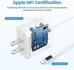 img 3 attached to 🔌 Двухпортовое устройство быстрой зарядки Apple MFi сертифицированное мощностью 20 Вт для iPhone 13 - Включает 2 штуки кабелей Lightning длиной 6 футов. Адаптер быстрой зарядки PD/QC3.0 совместим с моделями 13/12/11/Pro/Xs/XR/X/8/7, iPad.