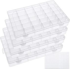 img 4 attached to 📦 BAKHUK 4 Pack Clear Plastic Storage Container Box with 36 Dividers and Adjustable Grids for Washi Tape, Jewelry, Crafts, Beads, and More - Includes 400pcs Label Stickers