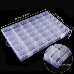 img 3 attached to 📦 BAKHUK 4 Pack Clear Plastic Storage Container Box with 36 Dividers and Adjustable Grids for Washi Tape, Jewelry, Crafts, Beads, and More - Includes 400pcs Label Stickers