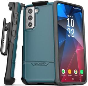 img 4 attached to 📱 Protective Heavy Duty Holster Phone Case (Teal Blue) Designed for Samsung Galaxy S21 - Encased Rebel Series with Belt Clip (2021)