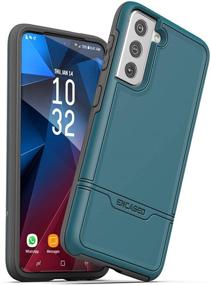 img 2 attached to 📱 Protective Heavy Duty Holster Phone Case (Teal Blue) Designed for Samsung Galaxy S21 - Encased Rebel Series with Belt Clip (2021)