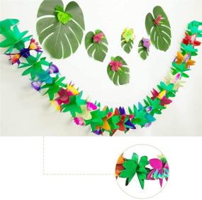 img 2 attached to 🌺 FUTUREPLUSX Paper Garland Decorations: Vibrant Hibiscus Garland Tissue Flower Banner for Memorable Tropical Luau Party Decorations - Pack of 2
