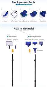 img 1 attached to 🐠 5-in-1 Extendable Aquarium Cleaning Tool: Brush, Net, Gravel Rake, Algae Scraper, Hairpin, and Cleaning Sponge