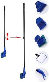 img 2 attached to 🐠 5-in-1 Extendable Aquarium Cleaning Tool: Brush, Net, Gravel Rake, Algae Scraper, Hairpin, and Cleaning Sponge