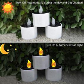 img 1 attached to Solar Tea Lights for Home, Wedding, Garden and Yard Pathways - Decorman 8 Pack of Flameless Amber Warm White Flickering LED Candle Lights. Waterproof Lantern Tealights with Rechargeable Features.