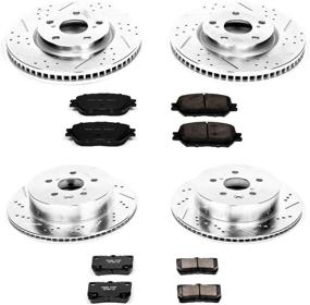 img 1 attached to Улучшите тормозные характеристики с комплектом Power Stop K4072 передних и задних тормозных колодок Z23 из углеродного волокна и сверленых/зачистных роторов