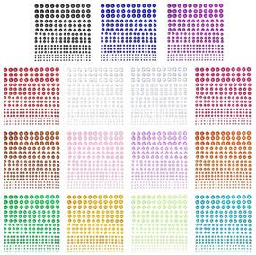 img 4 attached to 💎 PHOGARY Self-Adhesive Rhinestone Sticker Set - 3375 Pieces Crystal Gems in 15 Colors and 5 Sizes for Craft, Body, Nails, Festival, Carnival, DIY Makeup