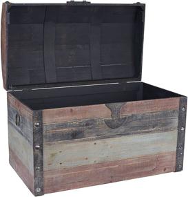 img 3 attached to 📦 Large Stripped Weathered Wooden Storage Trunk for Household Essentials