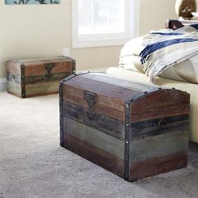 img 2 attached to 📦 Large Stripped Weathered Wooden Storage Trunk for Household Essentials