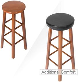 img 3 attached to 💦 Waterproof Leather Bar Stool Cushion - Shinnwa Round Foam Padded Seat Cushions with Elastic and Non-Slip Bottom, 13 Inch, Black