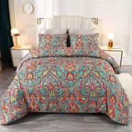 🌸 bohemian floral comforter set queen size 3 pieces - lovely boho reversible bedding set with queen comforter, pillowcases - suitable for teen boys, girls, and kids - quilted bedspread, queen bedding with eye-catching design logo