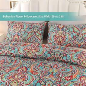 img 2 attached to 🌸 Bohemian Floral Comforter Set Queen Size 3 Pieces - Lovely Boho Reversible Bedding Set with Queen Comforter, Pillowcases - Suitable for Teen Boys, Girls, and Kids - Quilted Bedspread, Queen Bedding with Eye-catching Design