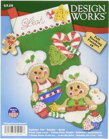 img 1 attached to Gingerbread Bakers Felt Craft Kit - Design Works Crafts Stocking, 18", Multicolor