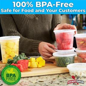 img 2 attached to 🥡 Deli Grade, BPA Free 32oz Plastic Containers with Lids, 12ct. for Leakproof Food Prep, Storage and To-Go Orders. Reusable Deli Cups for Restaurants, Cafes, and Catering.