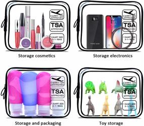 img 2 attached to 🛍️ Set of 2 TSA Approved Toiletry Bags - Clear Quart Size Carry On Compliant for Air Travel - Makeup and Cosmetics Bag for Toiletries (A#(Shell+Square), 2pcs)