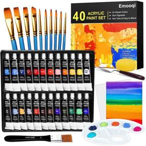 img 4 attached to Emooqi Acrylic Paint Set: 24 Vibrant Colors, 10 Brushes Included, Canvas & Tools for Artists, Adults, Beginners