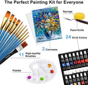 img 3 attached to Emooqi Acrylic Paint Set: 24 Vibrant Colors, 10 Brushes Included, Canvas & Tools for Artists, Adults, Beginners
