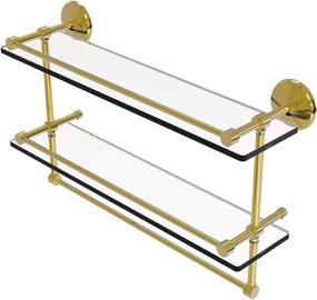 img 1 attached to Allied Brass Polished Brass Gallery Double Towel Bar Glass Shelf, 22 Inch