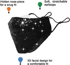 img 2 attached to Sparkly Glitter Face Mask for Women: Add Bling to Your Masquerade Party Look - Auriviz Black Sequin Mask with Filters for Nightclub Halloween!