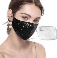 sparkly glitter face mask for women: add bling to your masquerade party look - auriviz black sequin mask with filters for nightclub halloween! logo