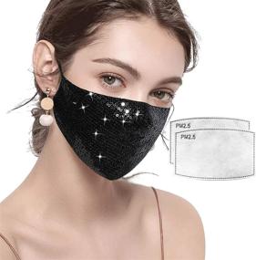 img 4 attached to Sparkly Glitter Face Mask for Women: Add Bling to Your Masquerade Party Look - Auriviz Black Sequin Mask with Filters for Nightclub Halloween!