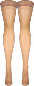 img 1 attached to Truform Sheer Compression Stockings for Women - 🧦 Thigh High Length, Beige, X-Large, 8-15 mmHg, 20 Denier