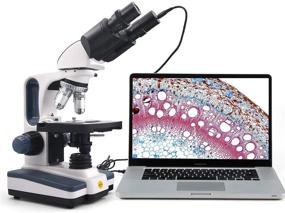 img 4 attached to 🔬 Swift SW350B Binocular Compound Microscope: High Magnification, Research-Grade, Siedentopf Head, Two-Layer Mechanical Stage, 1.3mp Camera and Software for Windows and Mac
