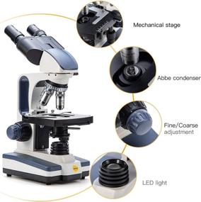 img 2 attached to 🔬 Swift SW350B Binocular Compound Microscope: High Magnification, Research-Grade, Siedentopf Head, Two-Layer Mechanical Stage, 1.3mp Camera and Software for Windows and Mac