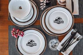 img 1 attached to Ukonic Jurassic 16 Piece Dinnerware: 🦖 Authentic Movie-Inspired Set for an Epic Dining Experience