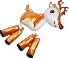 img 1 attached to 🎈 3-Pack Large 3D Deer Airwalker Animal Balloons for Kids Boys Girls Party Supplies, Baby Showers, Birthday Decorations - Mylar Foil Standing Balloon Set