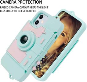 img 2 attached to 📷 Cute Card Wallet Holder Compatible with iPhone 12 Mini - Cool Camera Design Kickstand Girly Luxury Phone Case 3D Silicone Cover with Crossbody Strap Lanyard - Blue - Ideal for Women & Girls