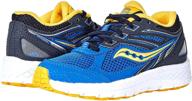 saucony cohesion 14 lace to toe running shoe: blue/yellow, unisex big kid sizes - buy now! logo