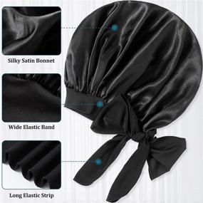 img 2 attached to Satin Bonnet Black Sleeping Stretchy