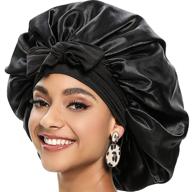 satin bonnet black sleeping stretchy logo