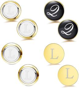 img 3 attached to LOLIAS Cufflinks Alphabet Business Wedding Men's Accessories in Cuff Links, Shirt Studs & Tie Clips
