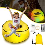 🪐 inflatable led color changing chair for kids: remote-controlled illuminated bean bag, perfect for bedroom decor, boys and girls parties logo