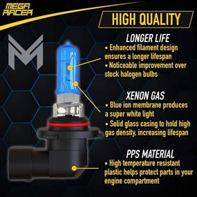 img 3 attached to 💡 Mega Racer 9005/HB3 & 9006/HB4 Halogen Bulb Combo - Super White 5000K, IP68 Waterproof, Pack of 4