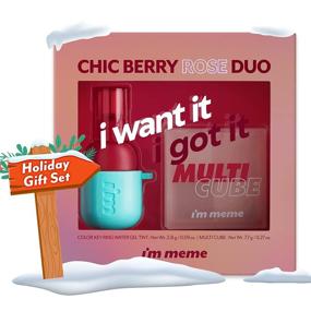 img 4 attached to Meme Chic Berry Rose Duo: Многоцветная палитра и комплект пятен для губ с 4-мя тенями для век, 1 румянами и 1 пятном для губ в оттенках розы - К-Бьюти.