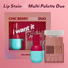 img 3 attached to Meme Chic Berry Rose Duo: Многоцветная палитра и комплект пятен для губ с 4-мя тенями для век, 1 румянами и 1 пятном для губ в оттенках розы - К-Бьюти.