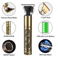 t blade trimmer for men - professional zero gapped hair trimmer, cordless rechargeable hair liner beard trimmer with power display, 0mm baldheaded close cutting electric hair clippers (bronze dragon) logo