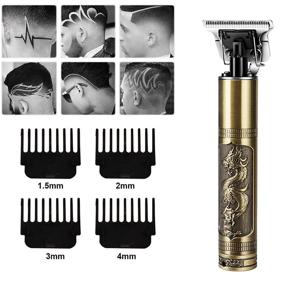 img 3 attached to T Blade Trimmer for Men - Professional Zero Gapped Hair Trimmer, Cordless Rechargeable Hair Liner Beard Trimmer with Power Display, 0mm Baldheaded Close Cutting Electric Hair Clippers (Bronze Dragon)